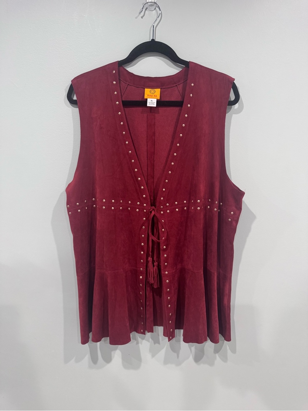 Vintage style faux suede Sleeveless Vest with Studs